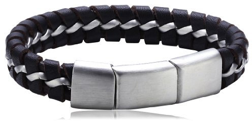 S. Oliver Herren-Armband Edelstahl Leder 22.0 cm - 400466