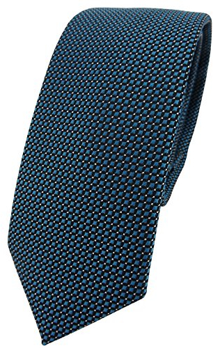 TigerTie - schmale Designer Krawatte in grün petrol türkis schwarz silber fein gepunktet