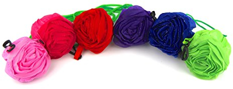 RayLineDo® Erweiterbare Einkaufstaschen mit Rosenmotiv, wiederverwendbar, praktische Einkaufstaschen und praktische Einkaufstaschen, 3 Stück
