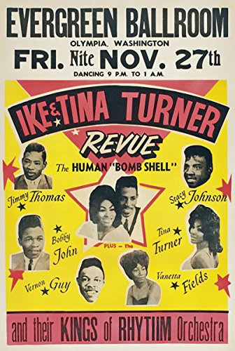 Affiche Prints RR07 Vintage Ike & Tina Turner Rock & Roll Concert Gig Band Advertisement Poster Print - A4 (297 x 210mm) 11.7 x 8.3