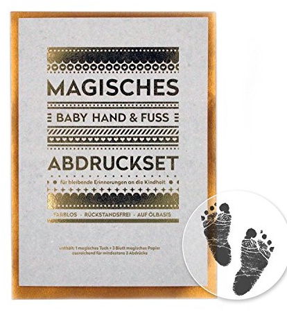 Magisches BABY ABDRUCKSET - keine Tinte, kein Gips! /// 4x Papier ca. 21x14 cm /// MEDIUM /// ausreichend für mind. 4 Hand- oder Fußabdrücke, Anwendung ab Geburt möglich