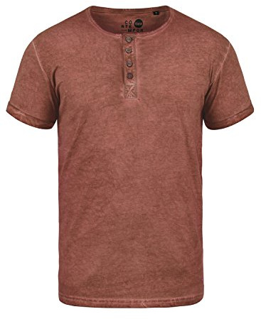 !Solid SDTihn Herren T-Shirt Kurzarm Shirt mit Grandad-Ausschnitt 100% Baumwolle Regular fit, Größe:S, Farbe:Fox Brown (6792)