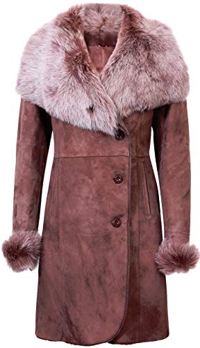 Infnity Leather Ladies Warm Smoke Brissa Merino Shearling Sheepskin Coat with Toscana Collar XL Brown