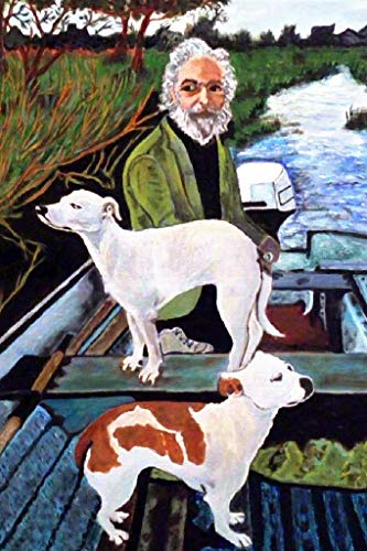 Filmposter Mann im Boot mit Hunden, Motorboot auf Wasser, cooler Wandkunstdruck, Poster, 30,5 x 45,7 cm