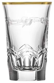 ARNSTADT KRISTALL Shotglas Schnapsglas Stamper Lilly Gold (8 cm) - Mundgeblasen · von Hand geschliffen · Made in Germany · inkl. 24 Karat Goldrand