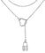FOCALOOK Damen Lariat Halskette Edelstahl Herz und Schloss Anhänger mit 80cm Rolokette trendig verstellbar lang Y-Kette für Mädchen Modeschmuck Accessoire für V-Ausschnitt Pullover Kleid