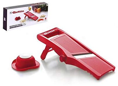 Quttin S2201764 Mandolina-Rallador 3 En 1, Rojo, 31.5 x 13,2 x 4 cm