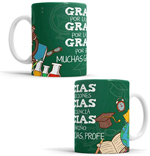 OyC Original y Creativo Taza para Profe - Gracias Profe - Taza Regalo la Mejor Profe - Taza con Frase y Dibujo (Gracias PROFE)