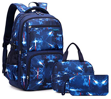 Space School-Bag Backpack with Lunch-Bag for Boys Middle School Elementary Bookbag
