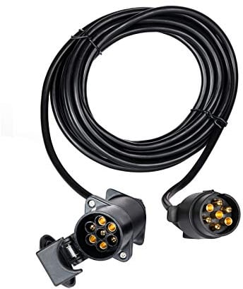 BEIJISTAR 6M Cavo Prolunga Rimorchio 7 Poli, 12V Cavo Prolunga per Rimorchio con Spina e Presa 7 Poli, Cavo Prolunga Spirale Rimorchio Connettore, per Caravan Rimorchio Camion RV