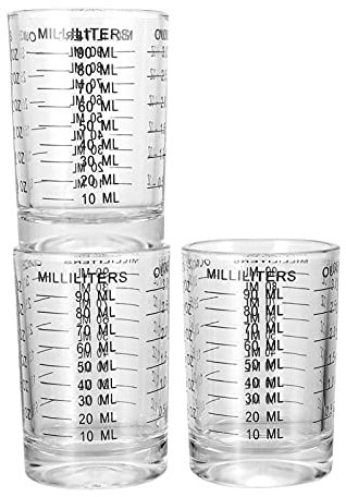 YARNOW 3 Pièces 90Ml en Verre Tasses À Mesurer avec Échelle Clair Tasses Graduées Cruche pour Mélanger La Peinture Tache Époxy Laboratoire De Résine Récipient Contenant Le Liquide Noir