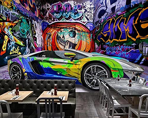 QEETapate Papier Peint Panoramique Doodle De Voiture Papier Peint Nature Intissé Murale Chambre Salon（430cmX300cm）