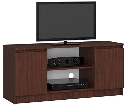 AKORD | Mobile per TV in Legno K 120 | Mobiletto Porta Televisione Soggiorno | un ripiano aperto | 2 Ripiani con Ante a Sinistra e a Destra | 55 x 120 x 40 cm | Peso 30kg | Colore Wenge