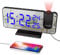 EVILTO Alarm Clock Projector Ceiling FM Radio Clock With Snooze Fonction Doule Alarm 7.3 LED Mirror Screen 12/24H Adjustable Brightness Clock Bedroom