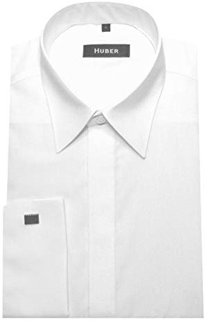 HUBER Umschlagmanschetten Hemd weiß Regular HU-9011 Made in EU