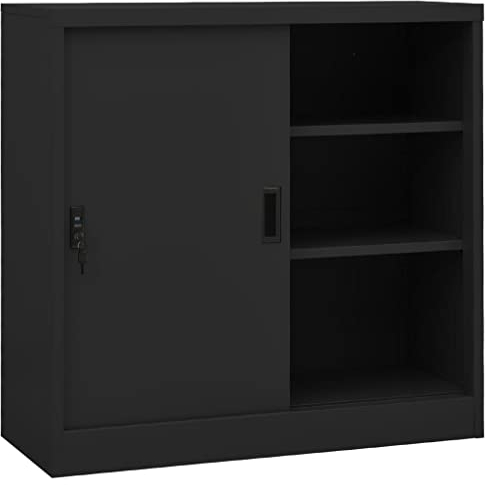 vidaXL Armario de Oficina Puerta Corredera Mueble Archivador Armario Almacenamiento Archivos Documentos Organizador Acero Antracita 90x40x90cm
