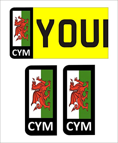 2X Wales Flag Car Number Plate Vinyl Stickers Graphics Replace Euro NP20