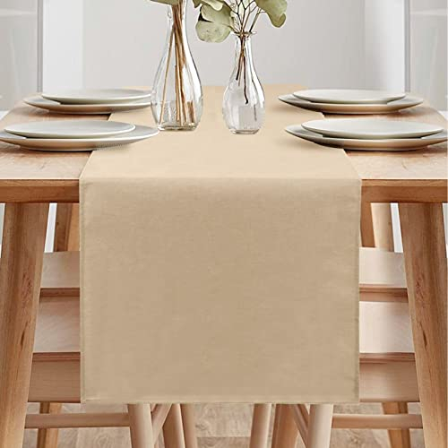 Tischläufer Frühling Modern, Tischläufer Abwaschbar, Tischläufer Leinenoptik, Tischläufer Wasserabweisend, Tischläufer für Esszimmer Party Urlaub Dekoration (Beige Creme, 40 x 140 cm)