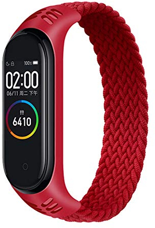 Kompatibles Armband für Xiaomi Mi Band 7 6 5 4 3, Nylon Braided Stretch Solo Loop Armbänder Uhr, Sport Ersatz Gurt mit Xiaomi Band Miband 7 5 6 4 3, Rot, XL