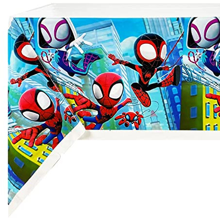 Yiran Spidey and His Amazing Friends Party Table Cloth for Boys, SuperHero Themed Party Fold Table Cover Party Supplies, 130*220cm Party Tablecloth, Boys Spider Birthday Baby Shower Party Decorations