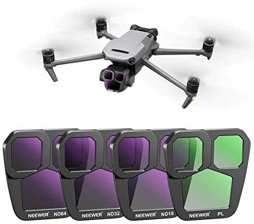NEEWER Mavic 3 Pro ND Filter Set Compatible with DJI Mavic 3 Pro/Pro Cine, Pack of 4 ND16/ND32/ND64/PL Polarising Filter, Grey Filter Set with Slim Frame, Multi-Coated Optical HD Glass