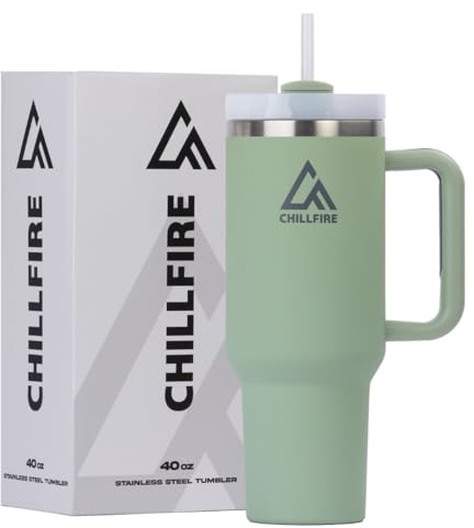 40oz Tumbler with Straw and Lid | Stainless Steel Travel Mug with Handle | Double-Wall Insulated Cup | Keeps Drinks Cold for 48 Hours | 100% Leakproof Design | Ideal for Travel, Gym & Office
