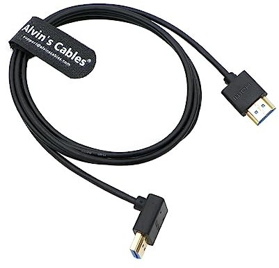 Alvin's Cables 8K HDMI 2.1 High Speed Thin Straight to Up Angle Cable for Atomos Ninja V Monitor, Z CAM E2, Sony FS5| FS7| A7S3 Cameras 6.6ft|2M