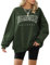 Xnova Pullover Damen Oversized Sweatshirt Damen Casual Los Angeles Rundhalsausschnitt Langarm Oberteile Top Ohne Kapuze Hip Hop, Armeegrün, L