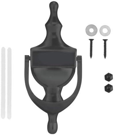 FIXINGS DIRECT® Door Knocker Victorian Urn Door Knocker for Front Door, Classic Door Knocker Universal Fixing Included Or Self Adhesive Door Furniture Front Door Knocker (Matt Black)