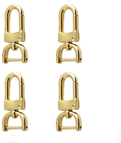 TopHomer 4 ganci girevoli con chiusura a scatto, anelli a D da 1,27 cm, chiusura a moschettone con barra a vite, accessori fai da te per portachiavi, borse, borse a tracolla (oro)