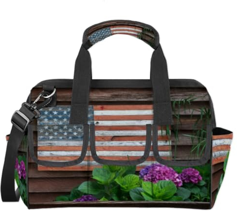Werkzeugtasche aus Holz, Motiv: amerikanische Flagge, multifunktional, für Elektriker, Handwerker, mit Schultergurt, Tragetasche, Werkzeugtaschen für Werkzeuge, Kleinteile
