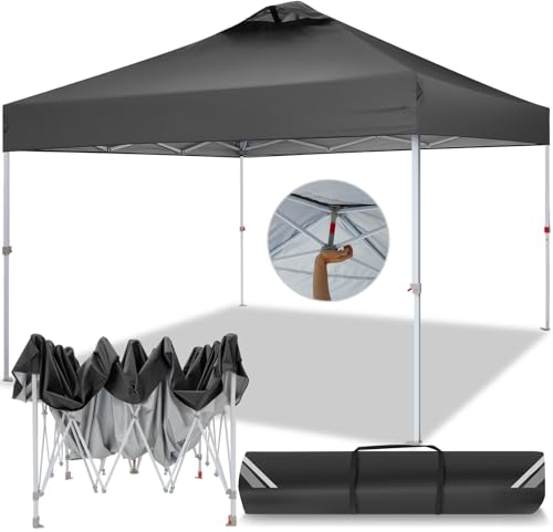 COBIZI Tonnelle Pliante 3x3 Imperméable, Barnum Pliant 3x3 avec évents, Tonnelle avec Bande Imperméable, UV 50+, 3 Niveaux de Hauteur réglables Barnum, pour Camping Mariage Plage Festival, Noir