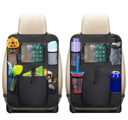 2 Pezzi Organizer per Sedile Posteriore Auto,Protezione Proteggi Sedile Posteriore con Multi-Tasca Portaoggetti,per Tablet iPad 9.7'' e 10.5'',organizer bambino per sedile, protezione sedile auto