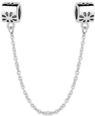 Rimgoris 925 Sterling Silber Charms für Armbänder und Halsketten, kleine Gänseblümchen-geprägte Sicherheitsketten-Charms, baumelnde Perlen-Charms für Frauen und Mädchen