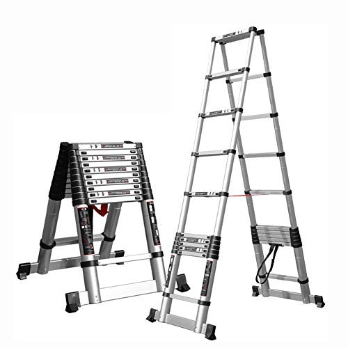 Ausziehbare Teleskopleiter, ausziehbare Teleskopleiter, Fischgrätenmuster-Klappleiter, multifunktionale Leiter aus Aluminiumlegierung für Zuhause/Loft/Büro/Technik (Größe: 2,9 m + 2,9 m). Beauty Comes