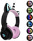 hisonic Auriculares de unicornio Bluetooth, auriculares para niños con luces coloridas, micrófono y ranura para tarjeta SD para niñas a partir de 3 años. (Unicornio negro)