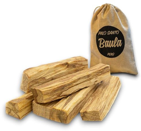 BAULA - Palo Santo para Quemar 100% Natural - Madera Sagrada Original del Perú - De 5 a 7 Palitos - con Bolsa Ecológica - Incienso Natural Ideal Kit Limpieza Energética y Kit Energía Positiva (50 gr)