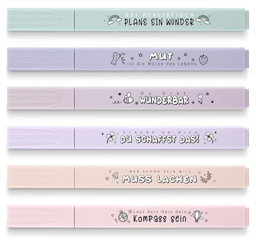 Clabby 4 Set Motivierend Marker Highlighter Pen Text Marker Stifte mit 24 Stück lustiger Highlighter 10 Bilder Inspirierende Aufkleber Leuchtstiftes für Lehrer Kollegen Schule Büro