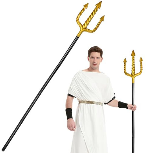 Amlisia 152CM Gold Dreizack, Prop Teufel Pitchfork Staff Spielzeug König Neptun Kostüm Zubehör für Erwachsene Kinder Karneval Mottoparty Cosplay (Black)