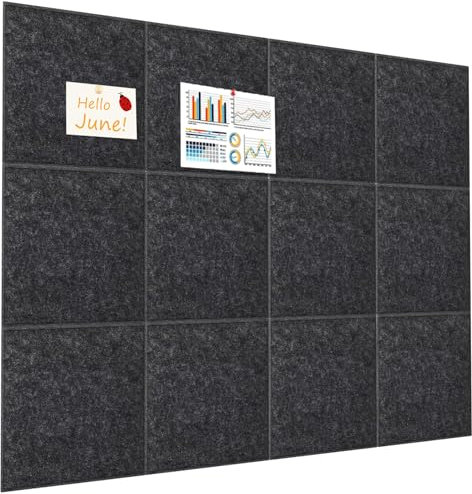 Okydoky Filz Pinnwand Selbstklebend, 30x30 cm, 12 Stück Bulletin Board Keramikfliese visuelle Pinnwände, Korkbrett, Filz-Pinnwände für Home Office Klassenzimmer Wanddekoration(DU GY-3030, 12pc).DE