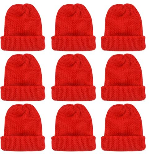 QMofeixiaodianQ 9 Stück Set Eierwärmer-Strickmütze,Eierwärmer, Eierwärmer Weihnachten, Eiwärmer aus Strick, Gestrickte Eierwärmermützen für Frühstückseier, Brunch-Tischdekoration (Rot)