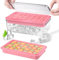 Mini Ice Cube Tray with Lid and Bin, 56 Pcs Ice Cube Trays for Freezer, Ice Cube Mold, Ice Molds Spill-Resistant Removable Lid & Ice Scoop, Ice Mold for Whiskey Cocktail, Tea, Coffee -Pink