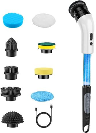 Bathroom Cleaning Scrubber - Electric Cleaning Brush | Cordless Scrubber Cleaning Brushes for Scrubbers, with Replaceable Brush Head, Wireless Charging Products