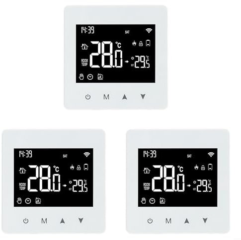 MeevrgR WiFi Smart Thermostat Temperature Controller, Adjustable Backlight Thermostat for Tuya App with Touch Button, Remote Voice Control, Weekly Programmable, 3 Modes, Child Lock(Pack of 3)
