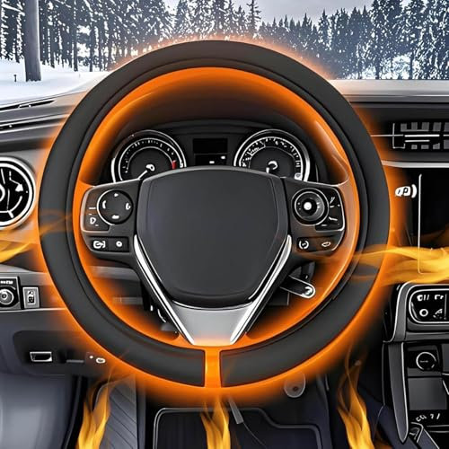 Wiederaufladbarer Beheizter Lenkradbezug, Car Steering Wheel 12V Heated Cover, Auto Lenkradheizung, Tragbare Elektrische Heizung, 14,5-15,5 Zoll Lenkradheizung, für Autos, LKWs, Transporter, SUVs.
