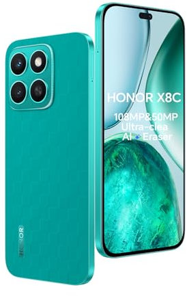 HONOR X8C Smartphone 4G, 8GB 256GB, 108MP+50MP, 6.7 AMOLED, 5000mAh Batterie, Android 15, Dual Sim, Google Play, Vert