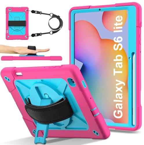 Funda protectora para tableta Tablet PC Case Compatible with Samsung Galaxy Tab S6 Lite 10.4'' 2020 (SH-P610/P615),Full-Body Heavy Duty Shockproof Protective Cover with Wrist Strap Stand,Pencil Holder