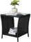 Bonnlo Outdoor Coffee Table, Small Garden Side Table with Glass Top and Shelf Underneath, Outside Patio Balcony, 46x46x50cm Black