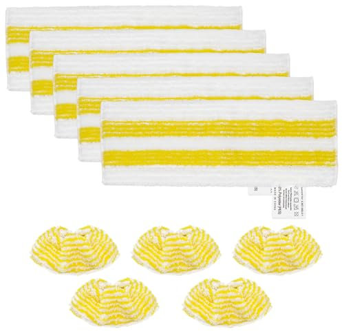 DLAIMI 10PCS Karcher EasyFix microfibre floor cloths&Handheld Nozzle Pads compatible with Kärcher SC steam cleaners microfibre wipes,With hook-and-loop system and base strap