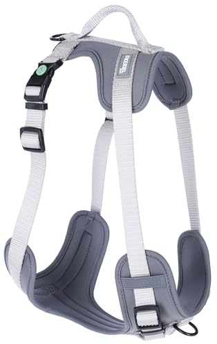 Kerbl Pet Hundegeschirr Fitty | Grau/Beige, 20 mm breit, Umfang 38–62 cm, sportliches Y-Geschirr aus Nylon für Hunde